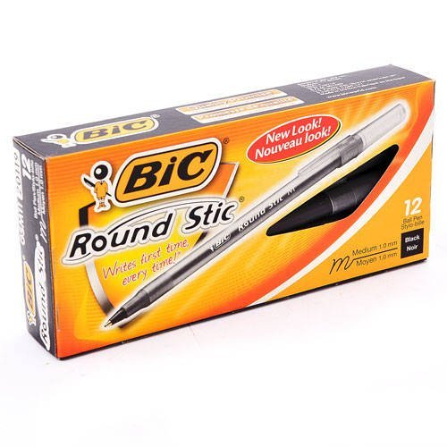 Bolígrafo Bic Round Stic *12 negro - Ofimarket Paraguay