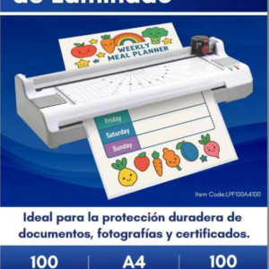 Laminas para plastificar A4 100micras paquete 100 unidades