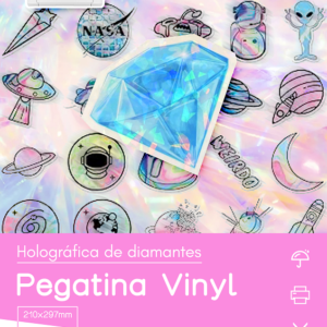 Vinilo adhesivo holográfico diamantes A4, 20hojas
