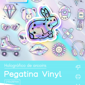 Vinilo adhesivo holográfico arco iris A4, 20hojas